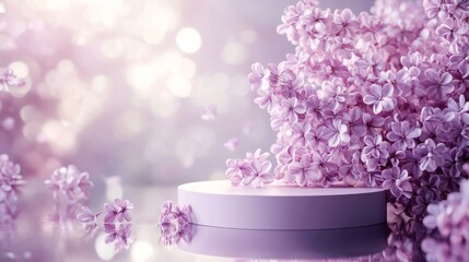 Poster - Abstract clean scene with pastel lilac podium and light reflections