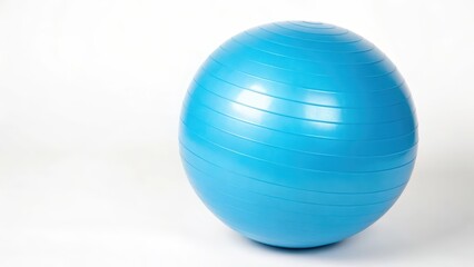 Wall Mural - Blue Exercise Ball on White Background