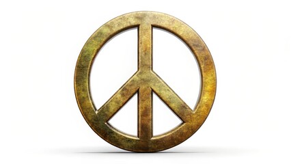 Poster - Golden Peace Symbol on White Background