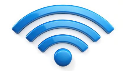 Poster - Blue Wifi Symbol on White Background
