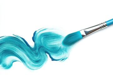 vibrant turquoise brush stroke captures creativity in artistic expression and design isolated on tra