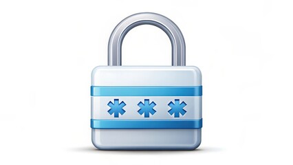 Poster - Blue and White Padlock Icon on White Background