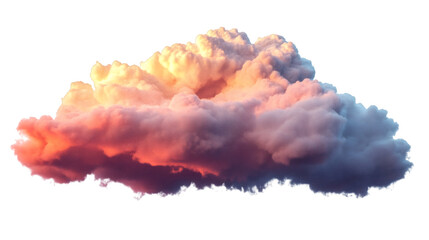 Poster - Single cloud with vibrant colors ranging from orange to purple, isolated on transparent background, perfect for creative projects