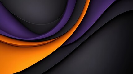 Poster - Abstract purple and orange curved layers with black background