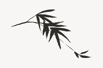 Poster - Bamboo leaf line art, Chinese brush design