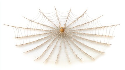 Close-up of spider in intricate web against white background