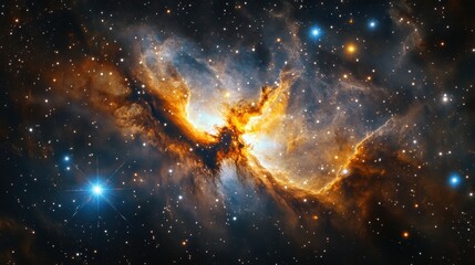 Wall Mural - stunning cosmic cloudscape of star-forming nebula with bright stars and dusty gas in space
