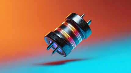 Poster - Floating electronic resistor with intricate details on a smooth gradient background.