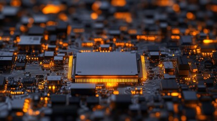 Poster - High-resolution transistor image displaying precise circuit details on a neutral color backdrop.