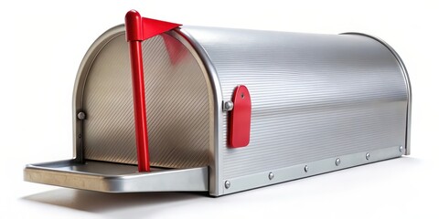 Poster - Silver Mailbox on White Background