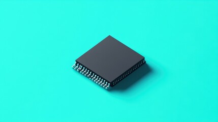 Poster - Minimalist layout of a black microcontroller on a clean, bold color backdrop.