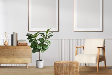 Wall Mural - Scandinavian living room, interior design photo