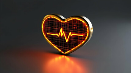 Poster - Heartbeat symbol, glowing, digital design, modern, health, technology, use for medical or wellness graphic