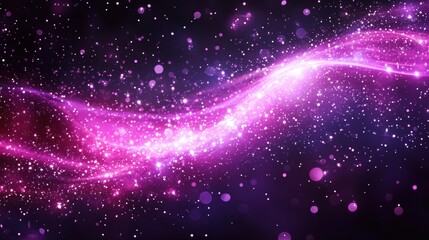 Poster - vibrant pink cosmic wave with glittering stars in space
