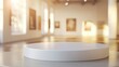 © rifai_art - White pedestal in art gallery, sunlit, paintings background, product display