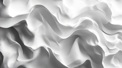 Poster - abstract white fabric waves creating a flowing 3d effect