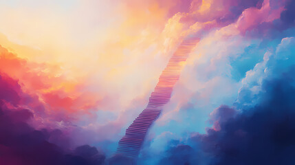 Wall Mural - surreal cloudscape staircases