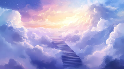 Wall Mural - surreal cloudscape staircases