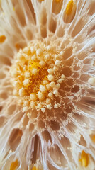 Poster - Extreme macro photograph capturing the delicate and intricate details of a dried flower, revealing its complex structure and textures