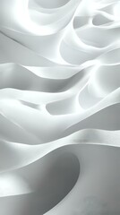 Poster - Abstract white flowing curves create soft waves and shadows in minimalist composition, suitable for modern interior design and luxury branding backgrounds.