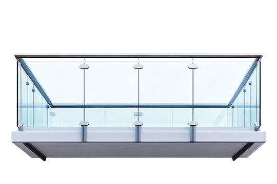 Modern glass balcony railing design showcasing elegance and minimalist architecture isolated on transparent background