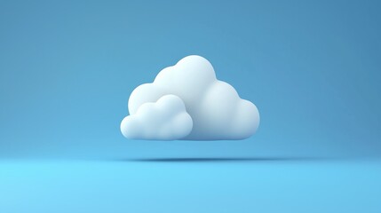 Poster - Minimalist fluffy white cloud floating on a blue background, symbolizing simplicity, technology, and cloud computing concepts, Generative AI