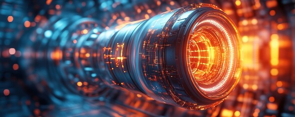 Fototapete - Exploring futuristic technology digital innovation virtual environment high-tech imagery abstract viewpoint conceptual art