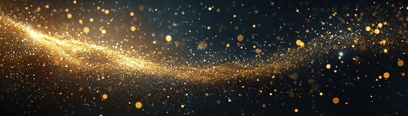 Poster - Elegant golden sparkle action abstract background digital art magical environment close-up view dreamlike concept
