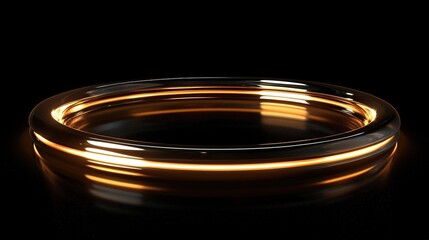 Poster - Dynamic light ring studio 3d rendering dark environment close-up view abstract concept