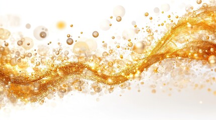 Poster - Dynamic golden sparkle wave abstract art digital creation bright environment close-up view visual concept