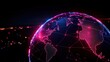 © Alex - A vibrant digital representation of Earth showcasing interconnected networks. Bright neon colors highlight global connectivity and modern technology in a dynamic space.