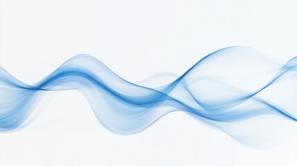 Poster - elegant blue abstract waves flowing on white background in minimalist design