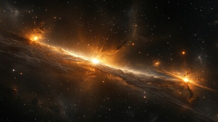 Wall Mural - spectacular cosmic landscape with bright nebulae and distant stars illuminating vast universe