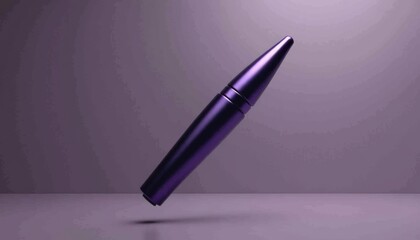 Poster - Professional cosmetic mascara tube mockup floating in mid-air with deep purple packaging and glossy finish, subtle gradient lighting, perfect for branding and advertisement with copy space