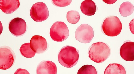 Poster - red watercolor circles on white background creating artistic abstract pattern