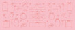 © Kseniia - Set of coquette girly bow ribbon frames, dividers, separators, corner borders, tied bows. Cute line doodle sketch vector illustration. Aesthetic trendy minimalist design elements. Filigree drawing