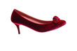 Elegant red velvet high heel shoe with bow detail showcasing timeless style and sophistication isolated on transparent background