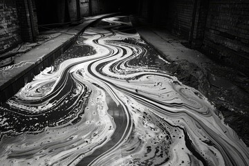 Poster - Swirling patterns of creamy white texture displayed on a surface evoke a sense of fluidity and movement
