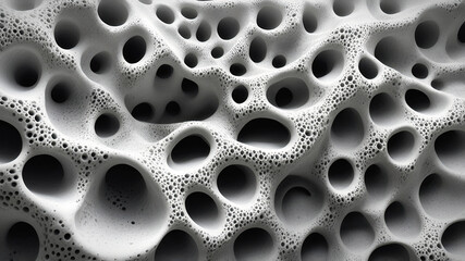 Abstract porous structure with organic flow and smooth surface. Black and white abstract wave pattern. Architect background. Illustration