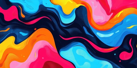 Poster - Abstract painting shows vibrant colors flowing in dynamic patterns