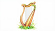 © Victoria - Intricate wooden harp adorned with shamrocks, Irish heritage symbol