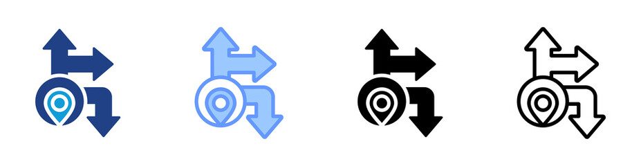 Fototapete - Pathway icon set multiple style collection