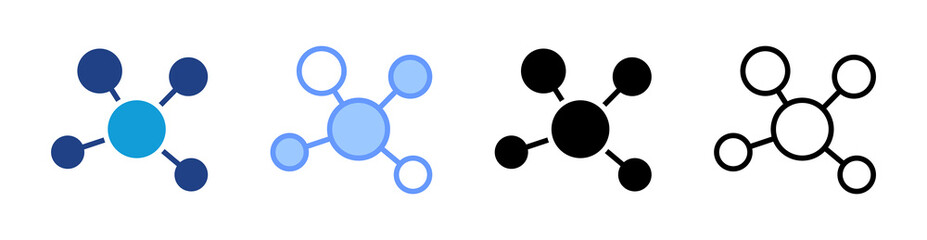 Fototapete - Biological Network icon set multiple style collection