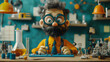 © SirArbusto - Fun Old Man Character with Glasses and a Big Smile in Artistic Business Setting