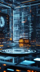 Poster - Futuristic command center with holographic screens and luminous accents