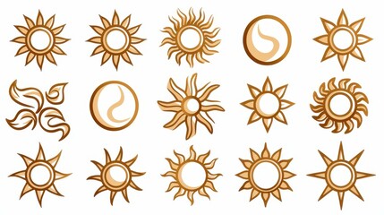 Poster - Bright sunburst icon illustration perfect for various design projects with its linear style and vibrant look.