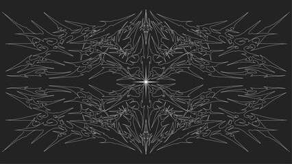 neo tribal sigilism symmetrical shapes, cyber gothic element grunge y2k ornamental vector design on 