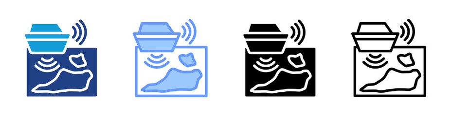 Poster - Hydrographic Survey icon set multiple style collection
