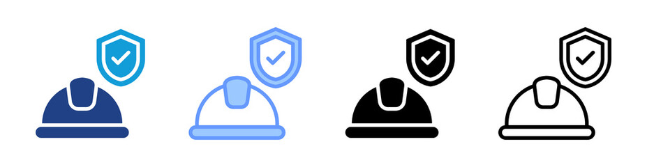 Poster - Helmet icon set multiple style collection