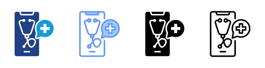 Poster - Telemedicine icon set multiple style collection